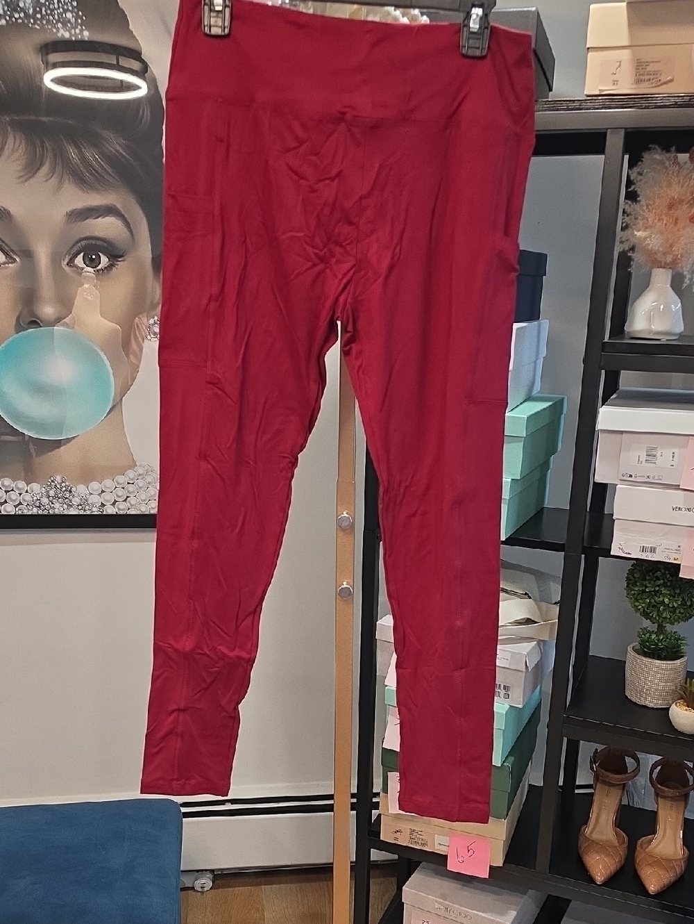Women's Burgundy High-Waist Stretch Leggings